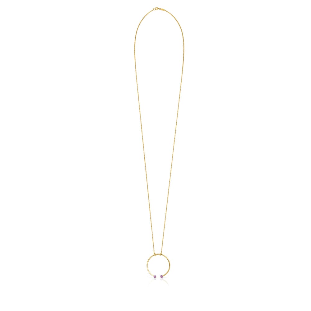 Collar con ba&ntilde;o de oro 18 kt sobre plata y amatista 4 cm Batala