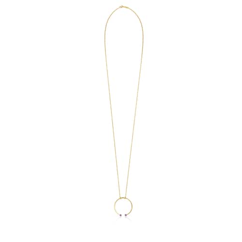 TOUS Batala Necklace in Silver Vermeil with Amethyst 4cm