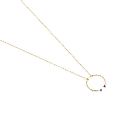 TOUS Batala Necklace in Silver Vermeil with Amethyst 4cm