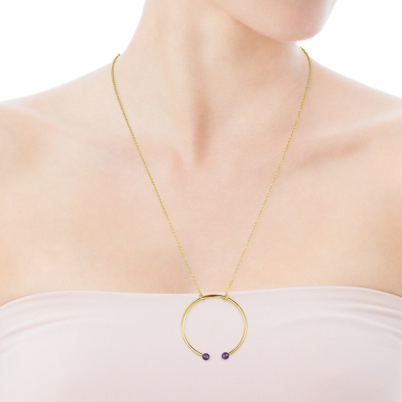 TOUS Batala Necklace in 18K gold vermeil with Amethyst 4cm.