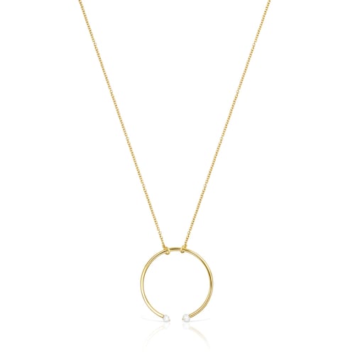 Collar con ba&ntilde;o de oro 18 kt sobre plata y perla 4 cm Batala