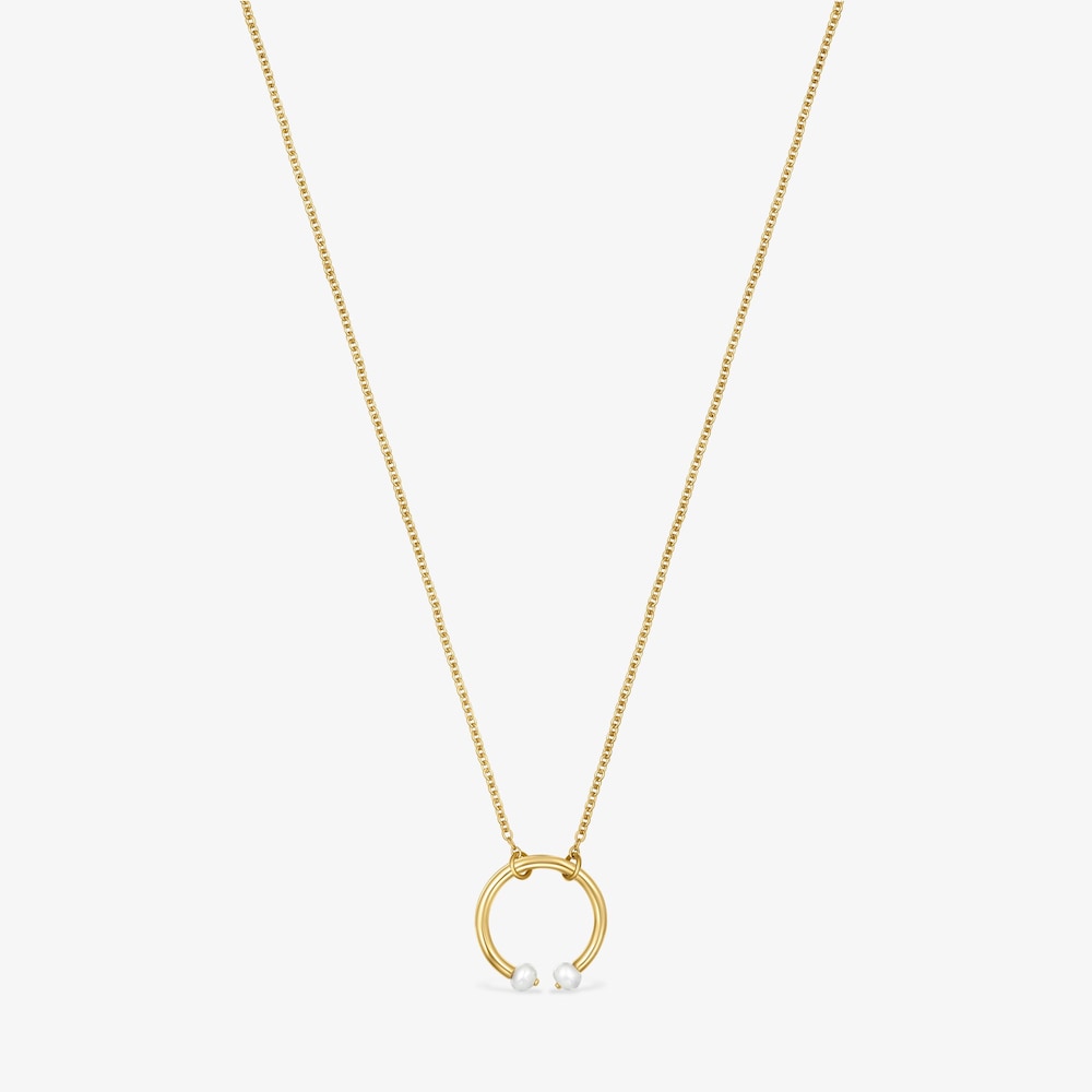 Collar con ba&ntilde;o de oro 18 kt sobre plata y perlas 50 cm Batala