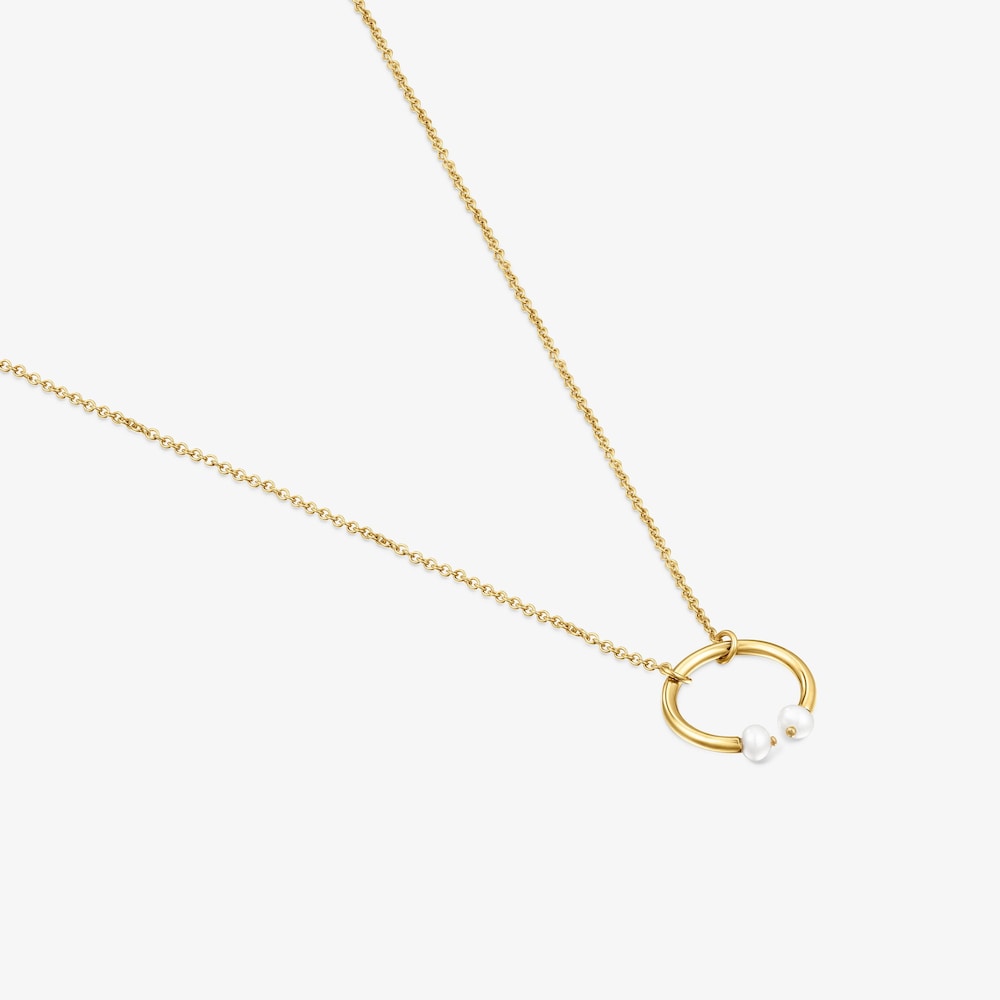 Collar con ba&ntilde;o de oro 18 kt sobre plata y perlas 50 cm Batala