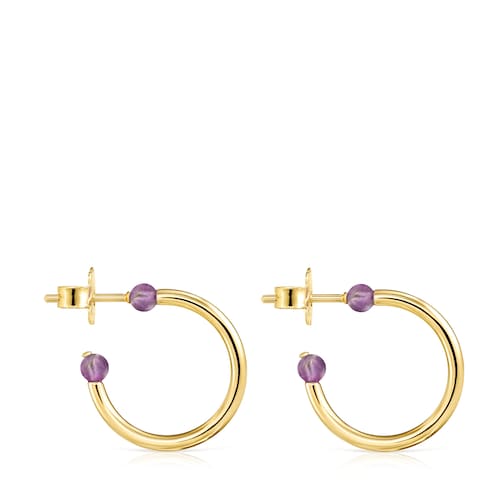 Small Batala Earrings in Silver Vermeil with Amethyst