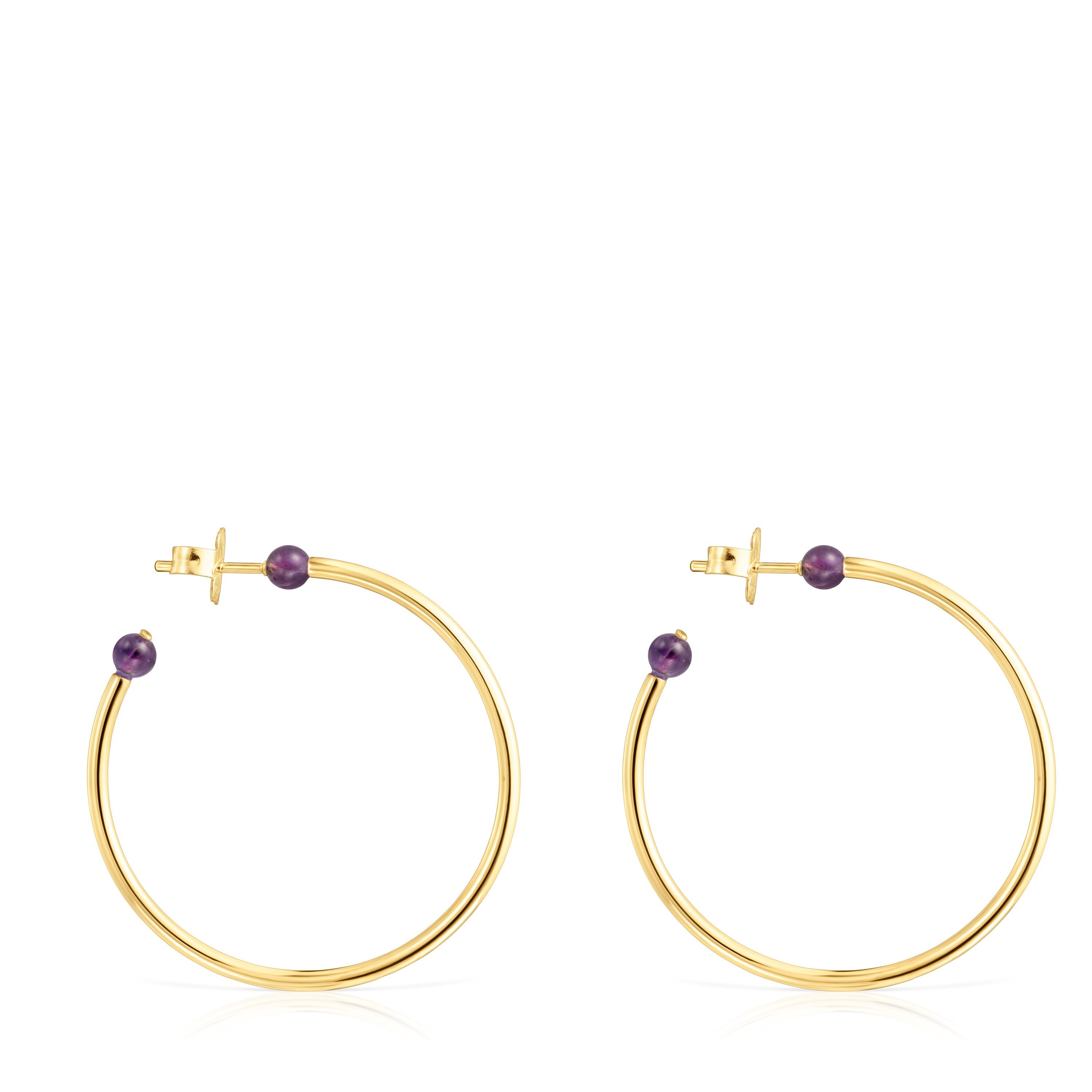 Large Batala Earrings in 18K gold vermeil with Amethyst