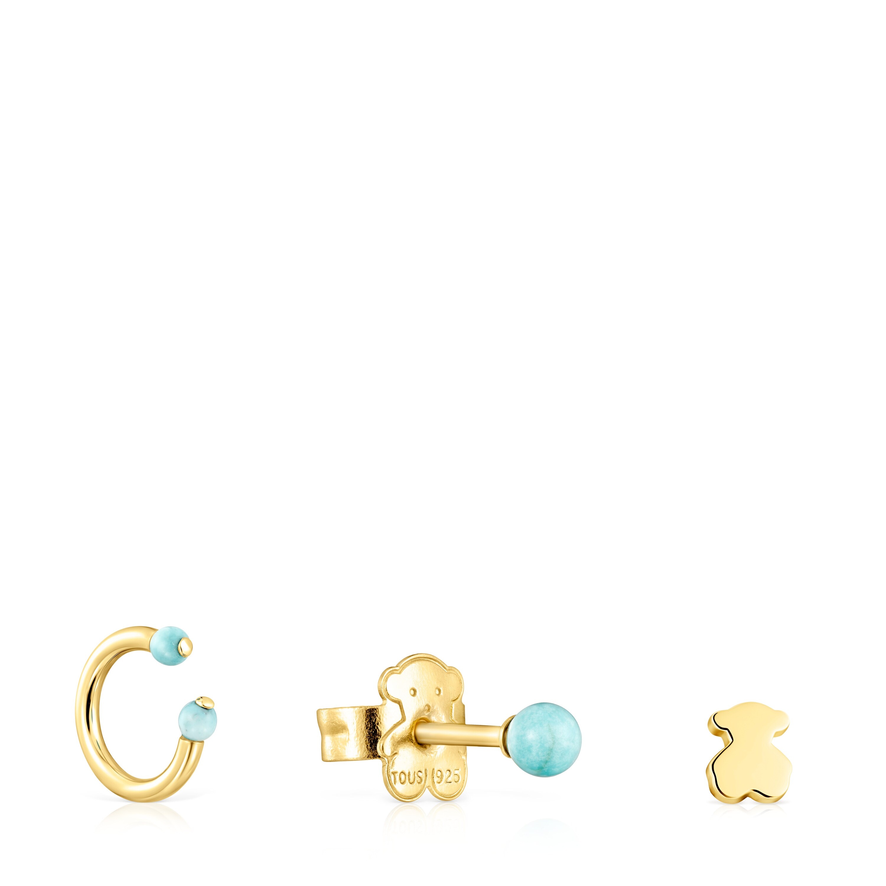 Pack of Batala Earrings in 18K gold vermeil with Howlite