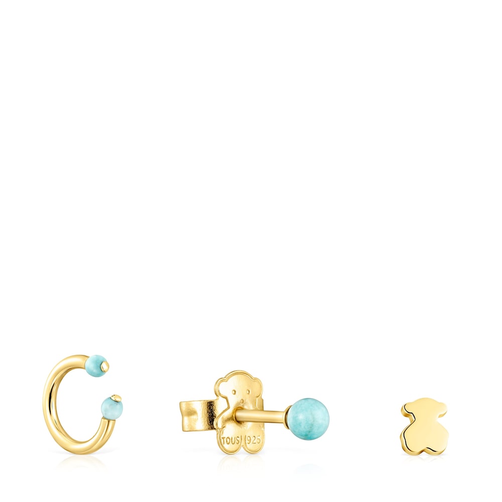 Pack de Aretes Batala con ba&ntilde;o de oro 18 kt sobre plata con Howlita