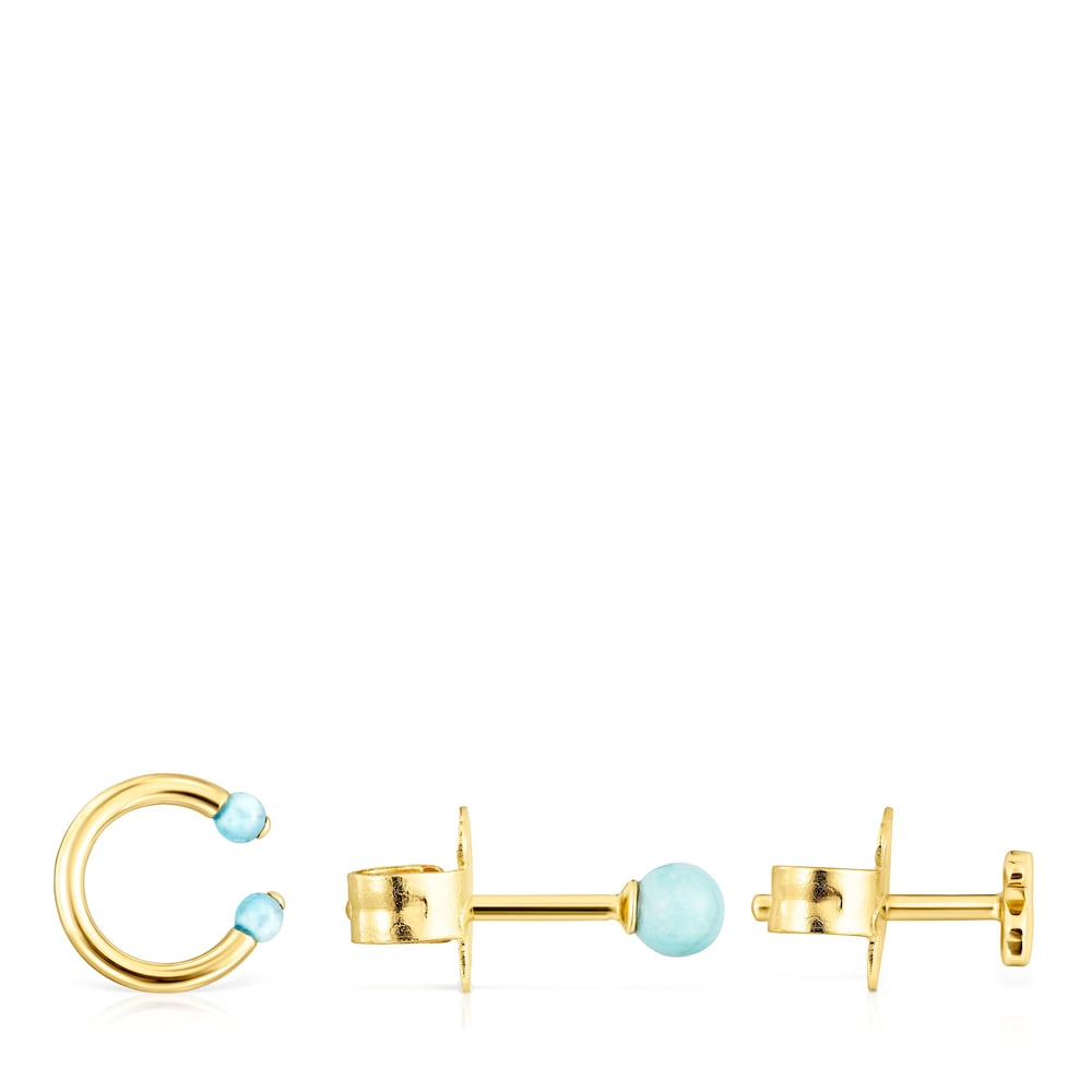 Pack de Aretes Batala con ba&ntilde;o de oro 18 kt sobre plata con Howlita