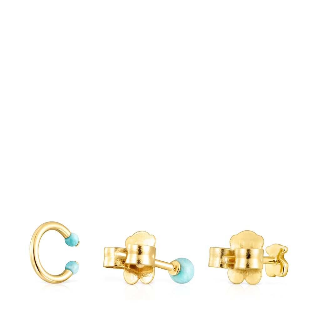 Pack de Aretes Batala con ba&ntilde;o de oro 18 kt sobre plata con Howlita