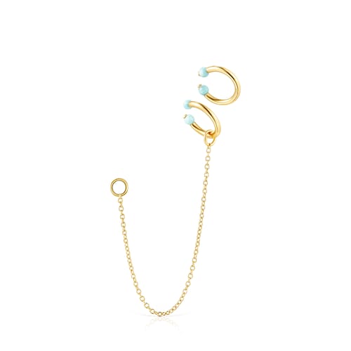 Pack de Earcuff con baño de oro 18 kt sobre plata y howlita Batala