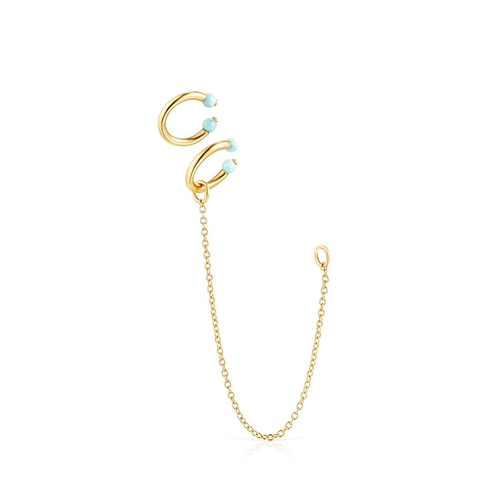 Tous Batala - Zestaw nausznic z ż&oacute;łtego srebra Vermeil oraz howlitu