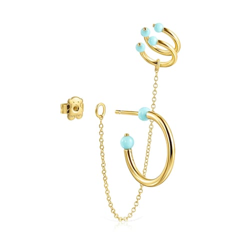 Pack de Earcuff con baño de oro 18 kt sobre plata y howlita Batala