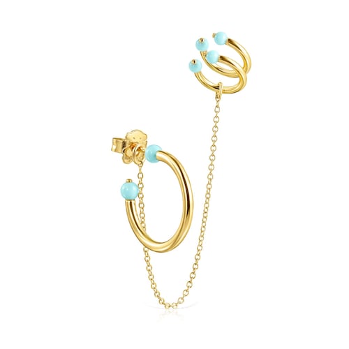 Pack de Earcuff con baño de oro 18 kt sobre plata y howlita Batala