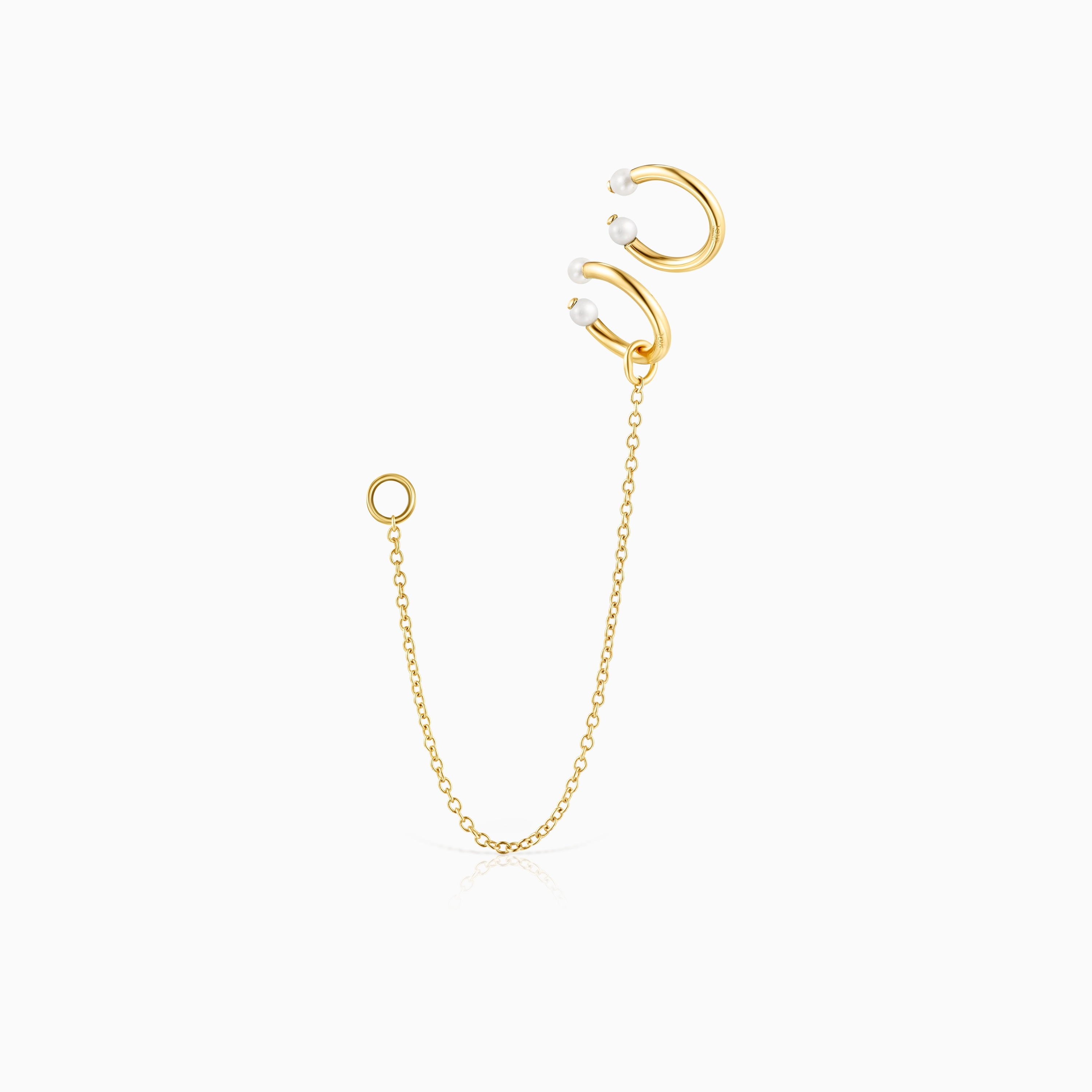 Pack of Batala Earcuffs in 18K gold vermeil with Pearl