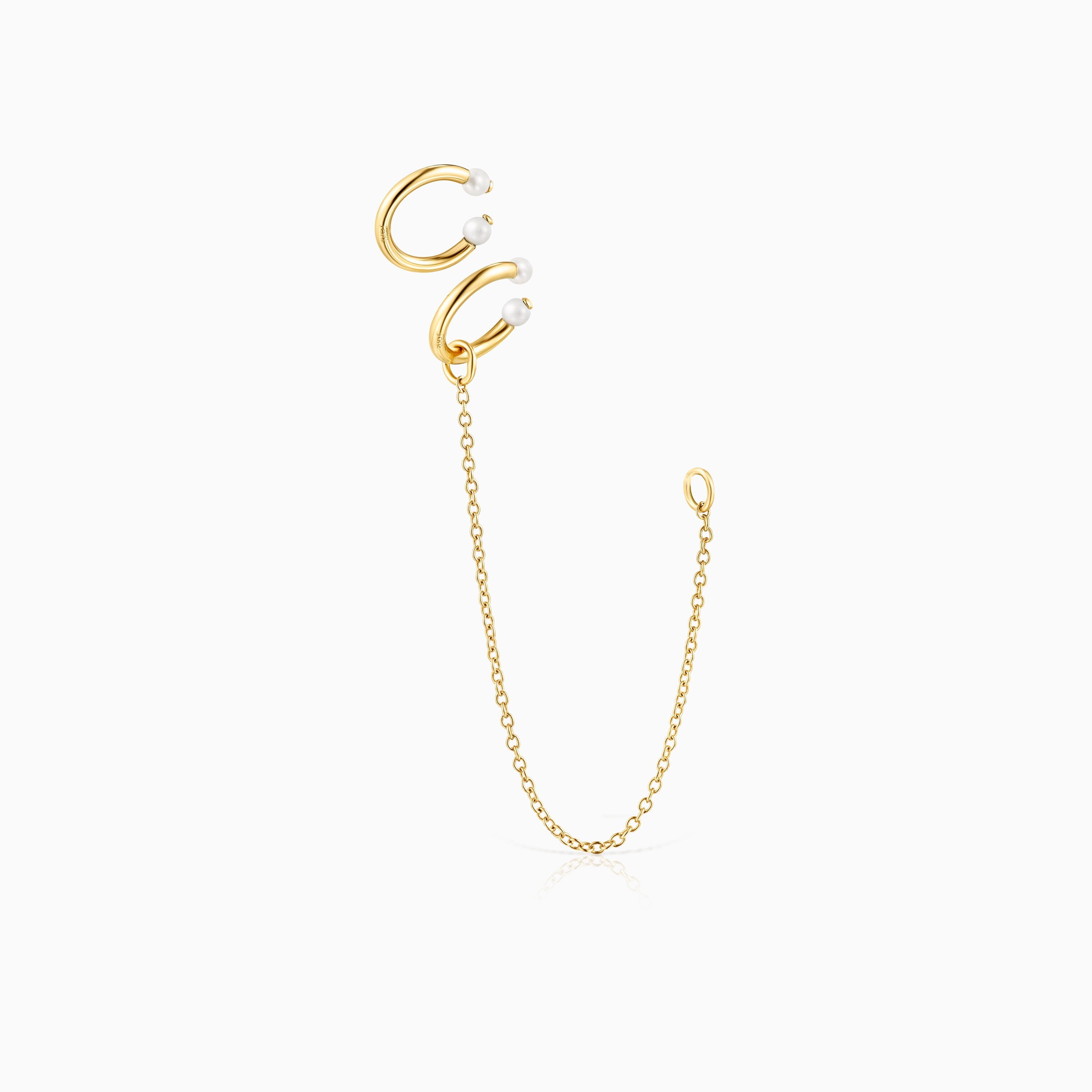 Pack of Batala Earcuffs in 18K gold vermeil with Pearl