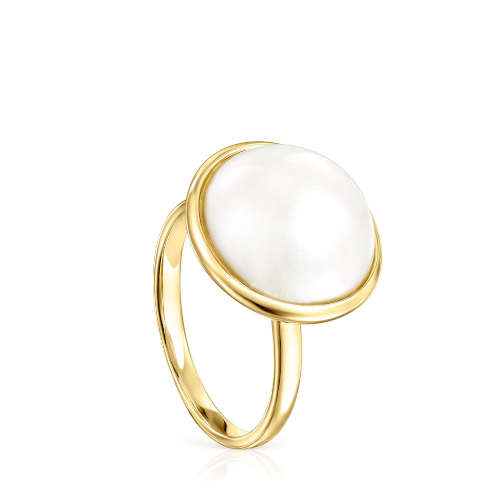 Anillo Avalon de Oro y Perla oval