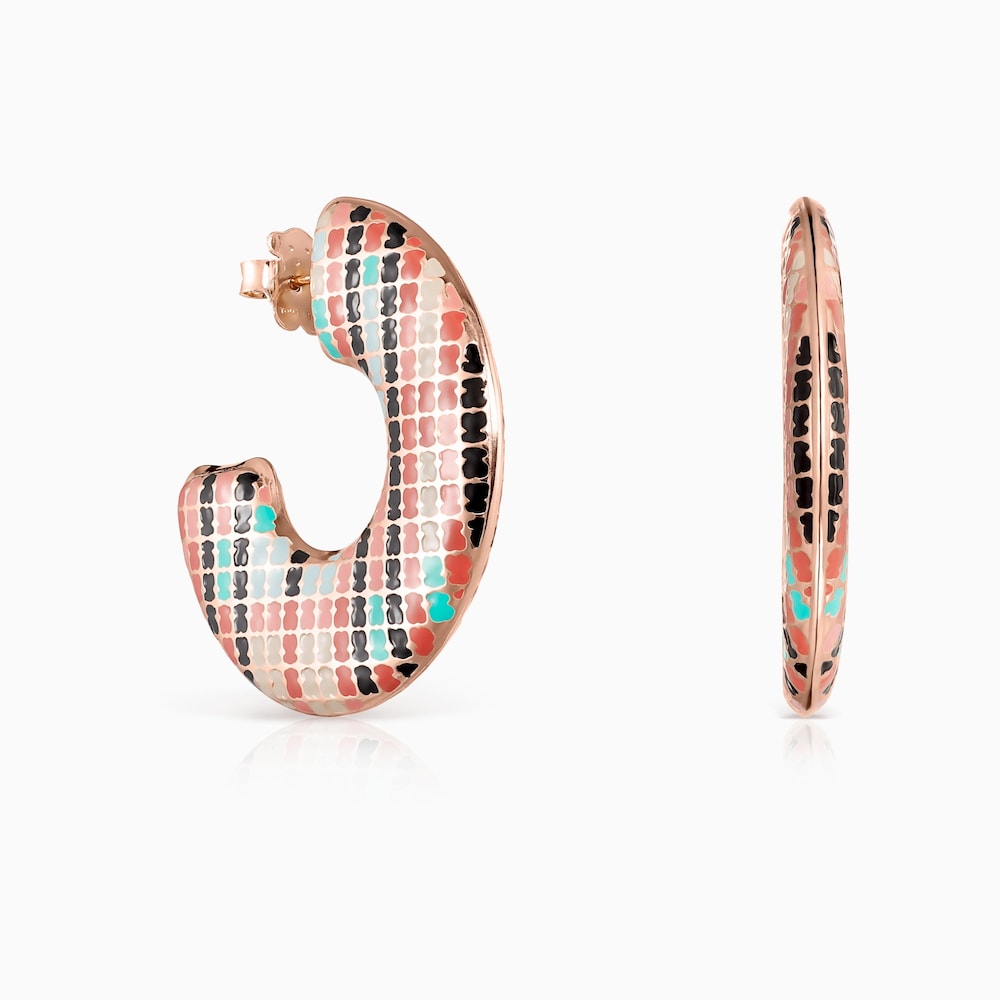 Rose 18K gold vermeil Tartan disc Earrings