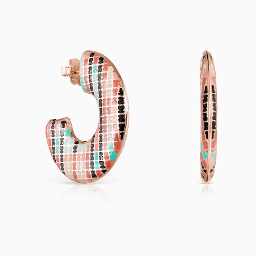 Rose 18K gold vermeil Tartan disc Earrings