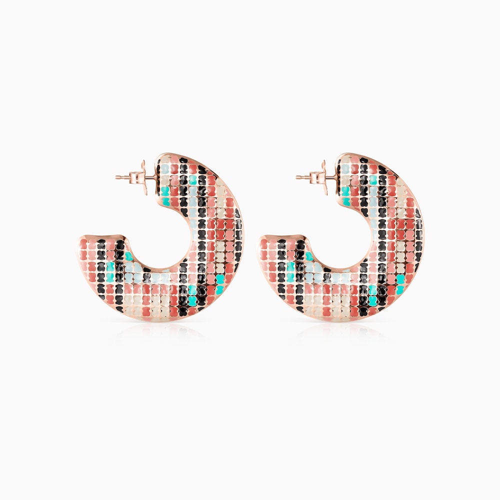 Rose 18K gold vermeil Tartan disc Earrings