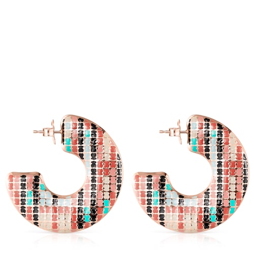 Rose Silver Vermeil Tartan disc Earrings