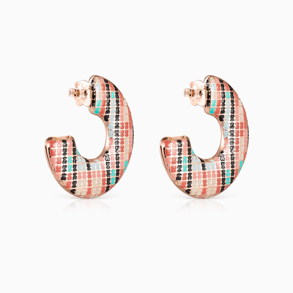 Rose 18K gold vermeil Tartan disc Earrings