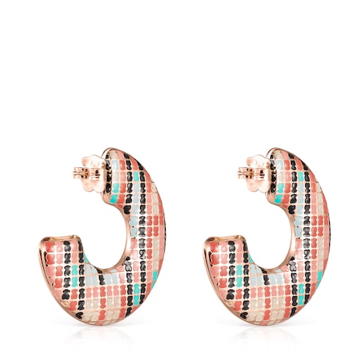 Rose Silver Vermeil Tartan disc Earrings