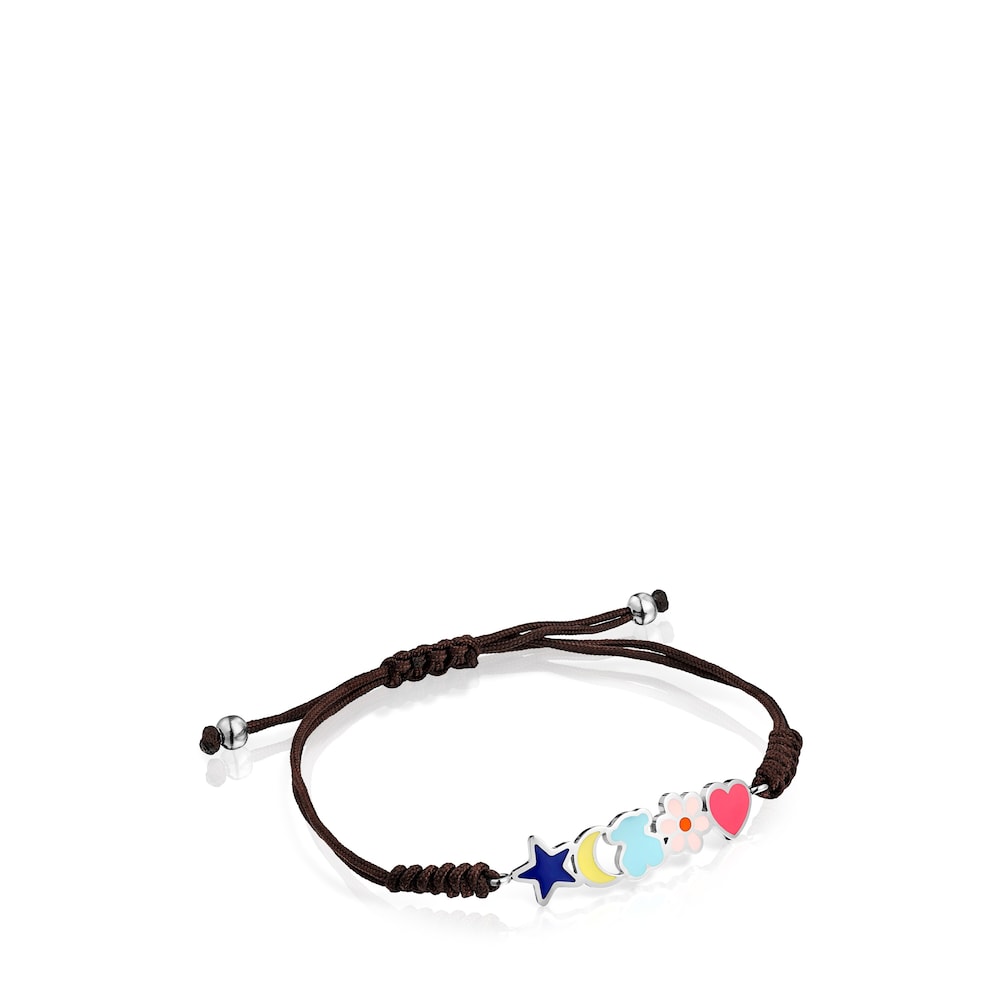 Pulsera Nit de Acero y Cord&oacute;n marr&oacute;n