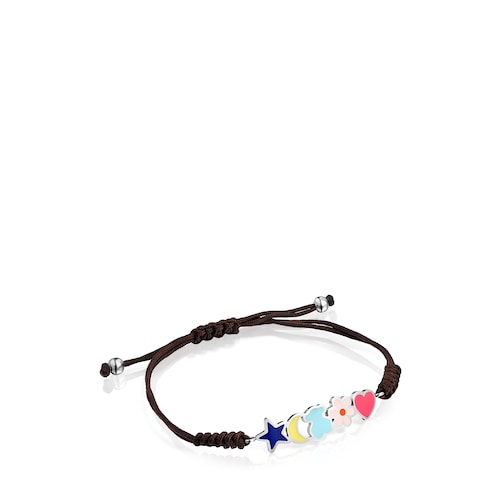 Pulsera Nit de Acero y Cord&oacute;n marr&oacute;n