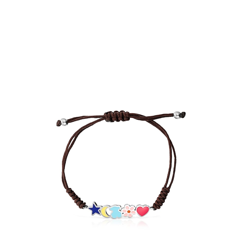 Pulsera Nit de Acero y Cord&oacute;n marr&oacute;n