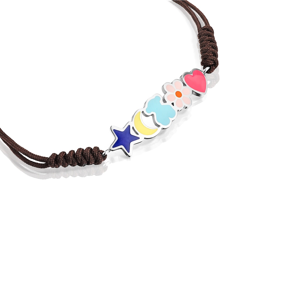 Pulsera Nit de Acero y Cord&oacute;n marr&oacute;n
