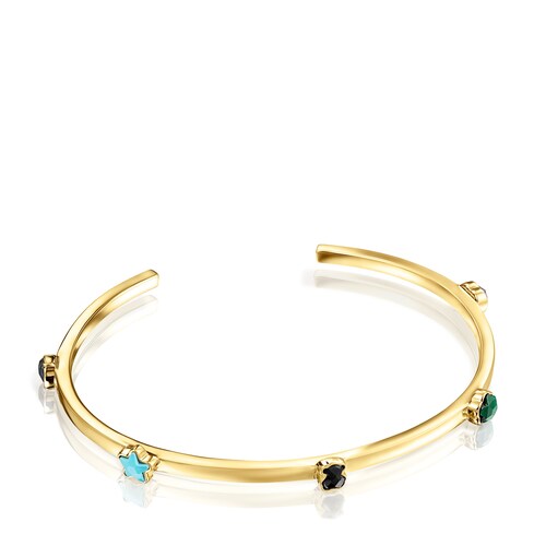 Pulsera TOUS Glorcon ba&ntilde;o de oro 18 kt sobre plata y gemas 6cm image number 0
