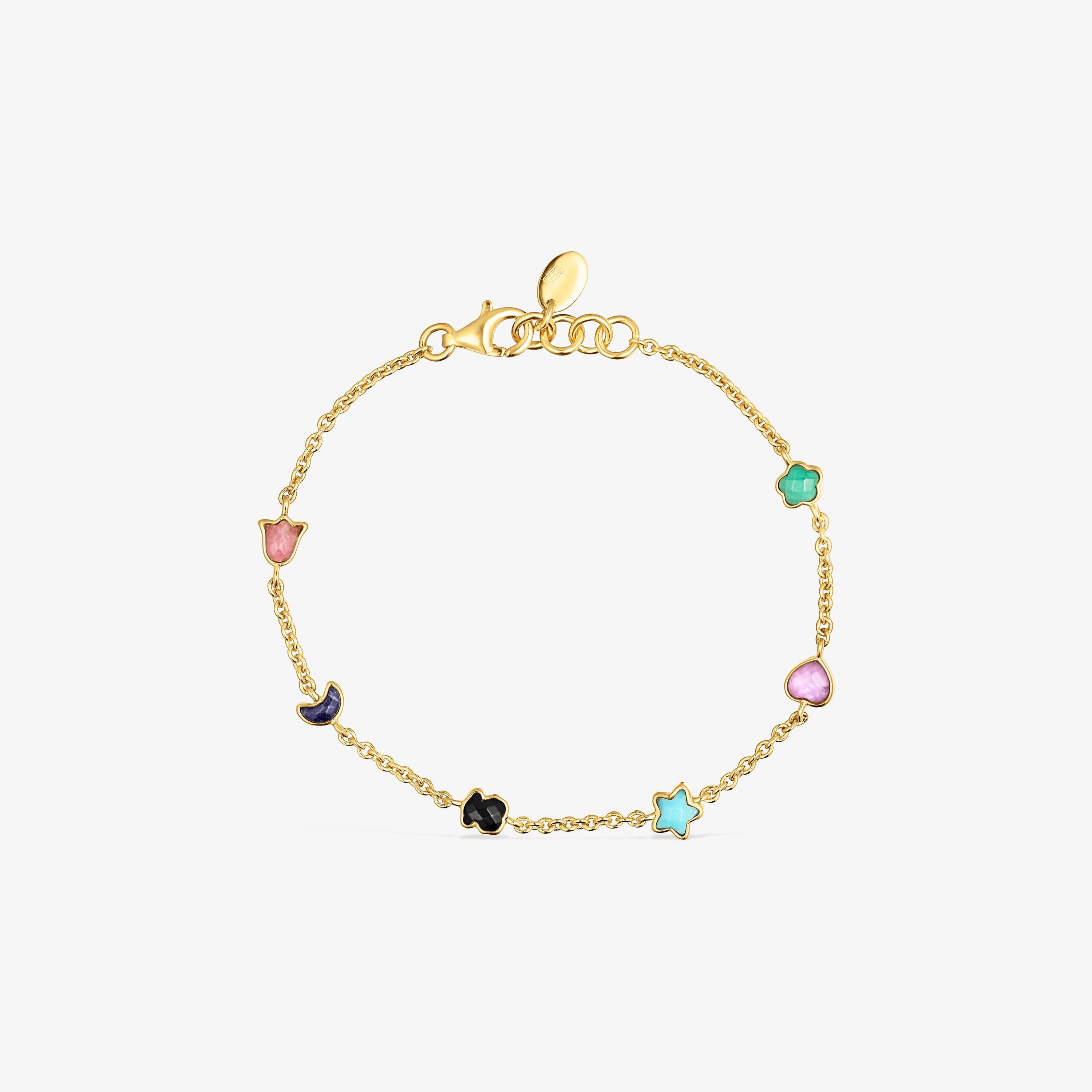 Glory Bracelet in 18K gold vermeil with five Gemstones. 6 89/100