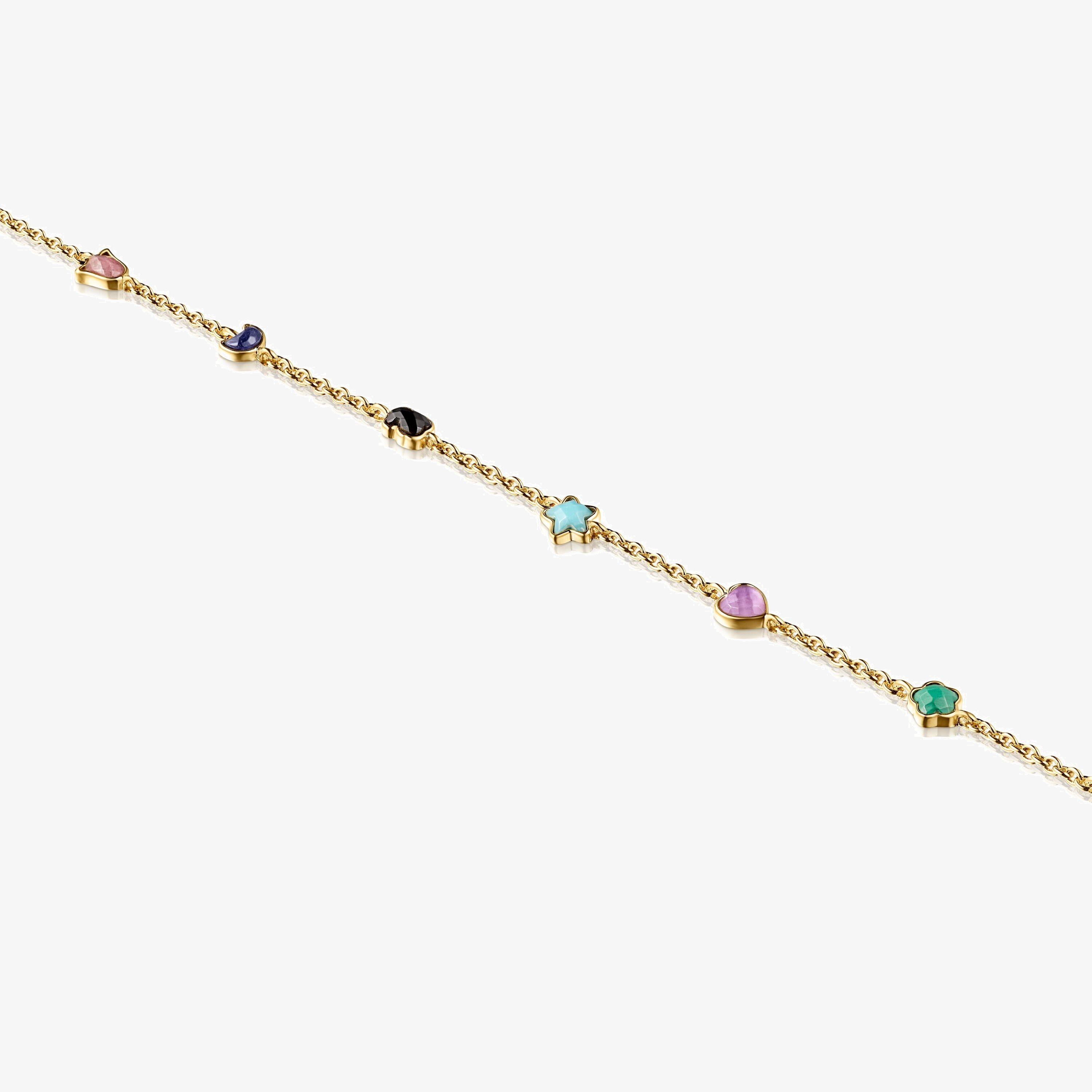 Glory Bracelet in 18K gold vermeil with five Gemstones. 6 89/100
