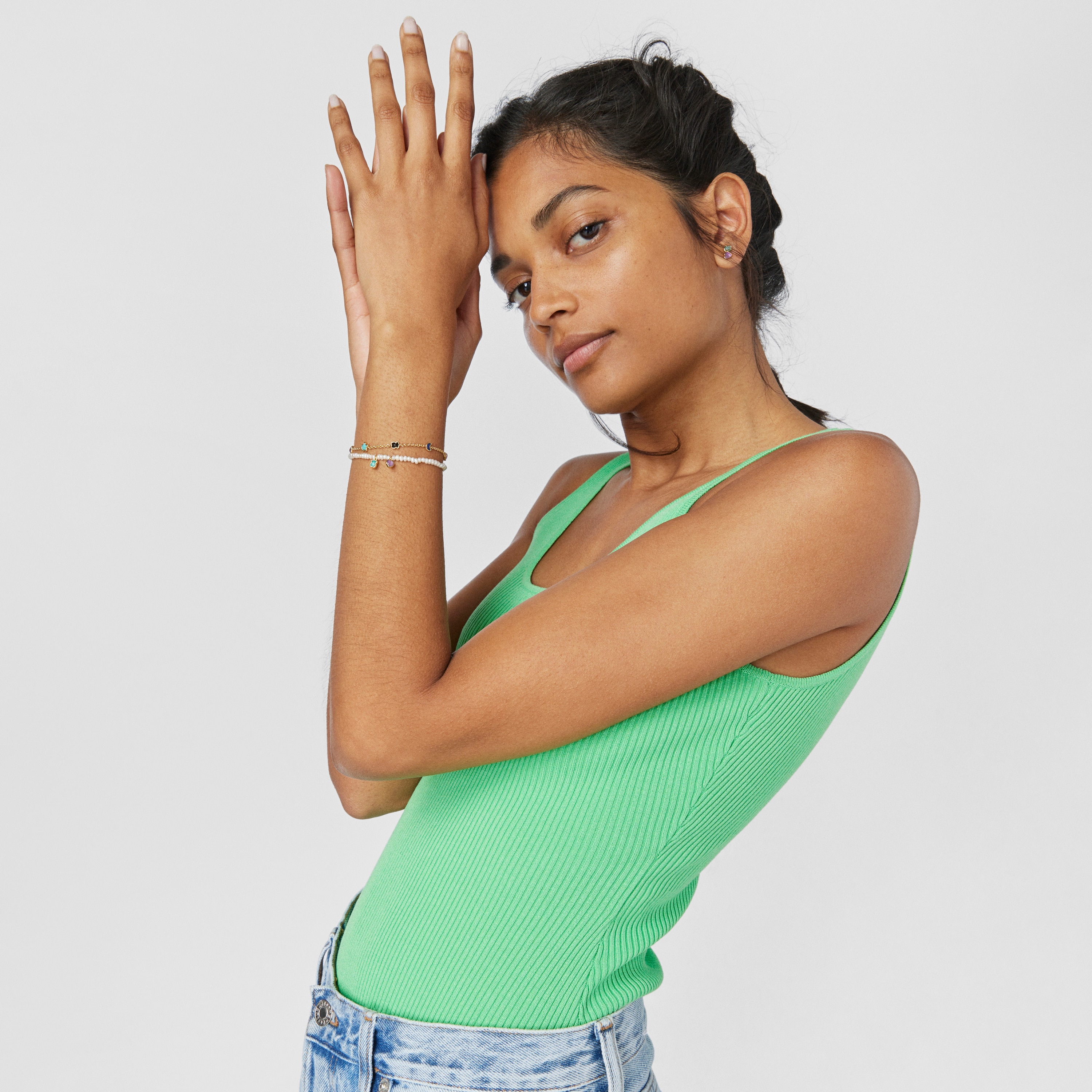 Glory Bracelet in 18K gold vermeil with five Gemstones. 6 89/100