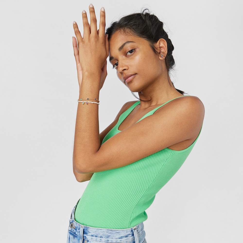 Pulsera con ba&ntilde;o de oro 18 kt sobre plata y gemas 0,2-0,5 cm Glory