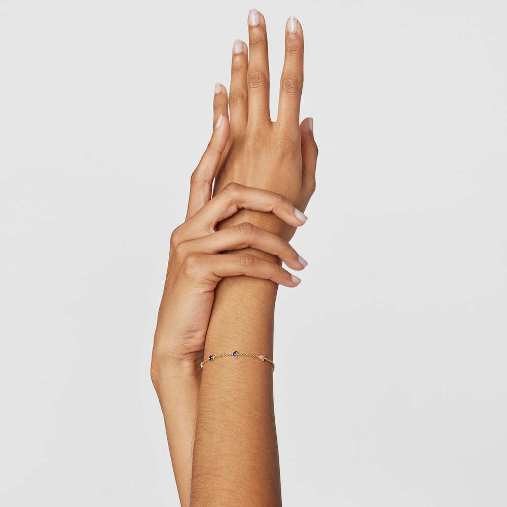 Pulsera con ba&ntilde;o de oro 18 kt sobre plata y gemas 0,2-0,5 cm Glory