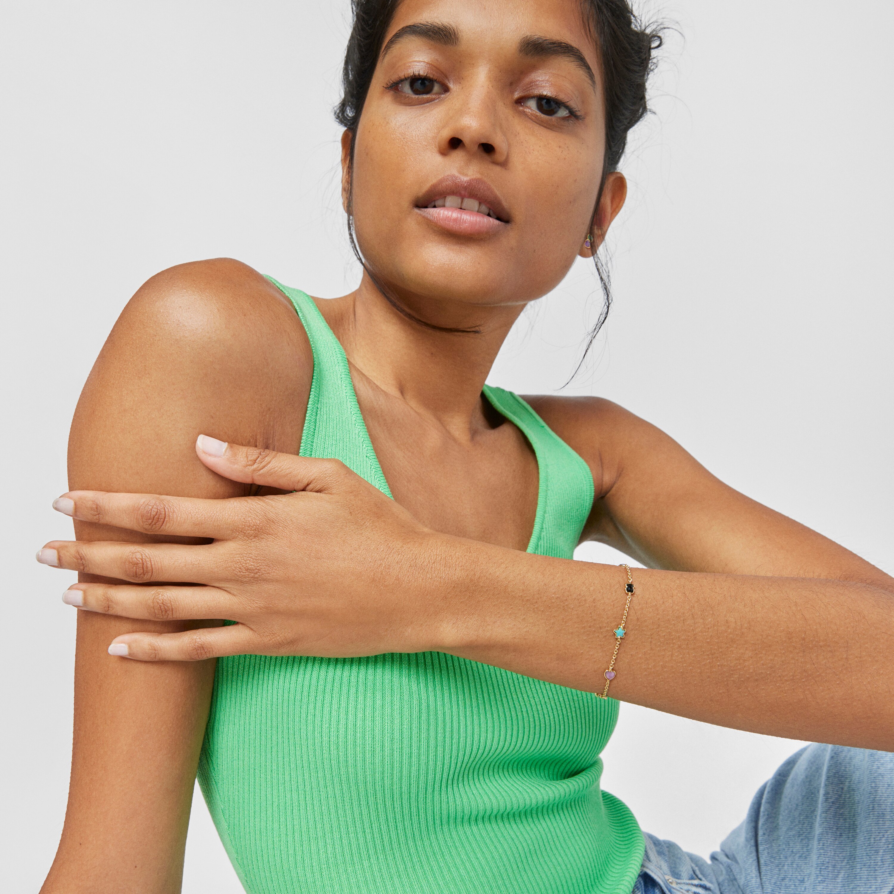 Glory Bracelet in Silver Vermeil with five Gemstones. 6 89/100