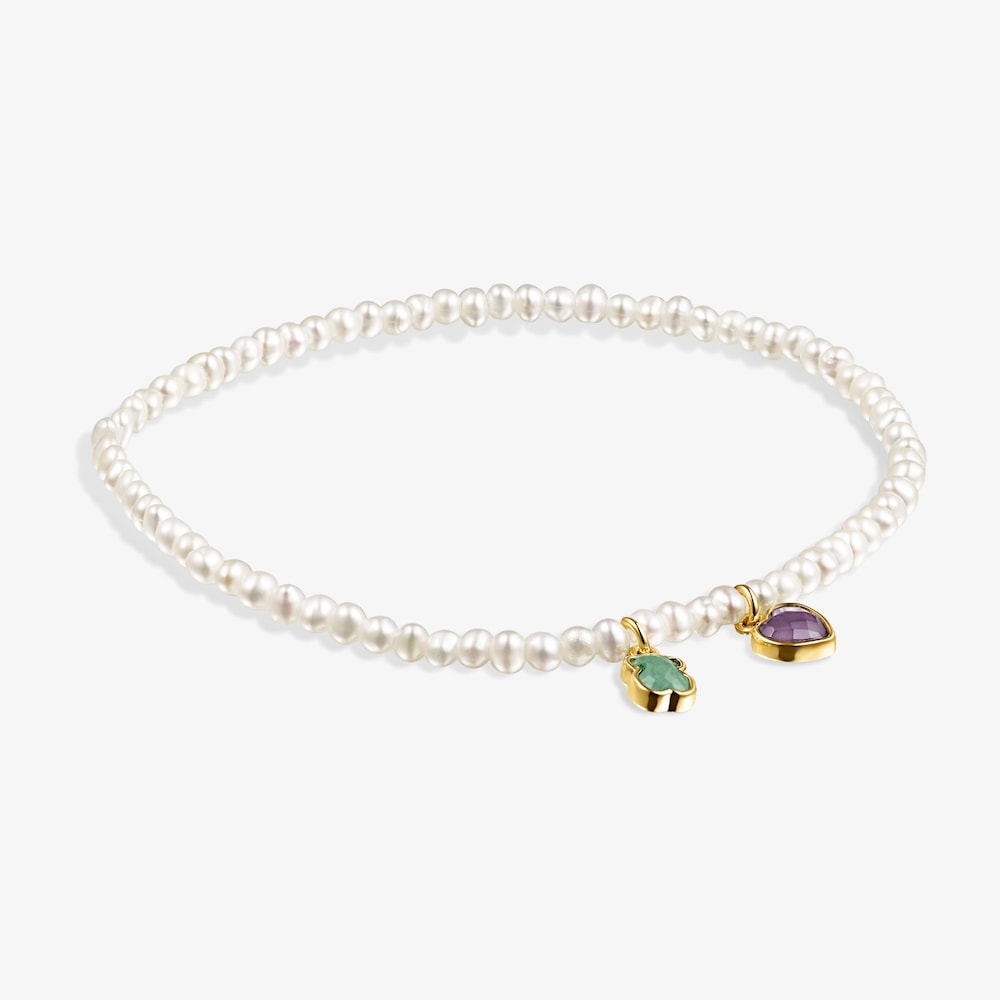 Glory Bracelet in 18K gold vermeil and Pearls with Amazonite and Amethyst