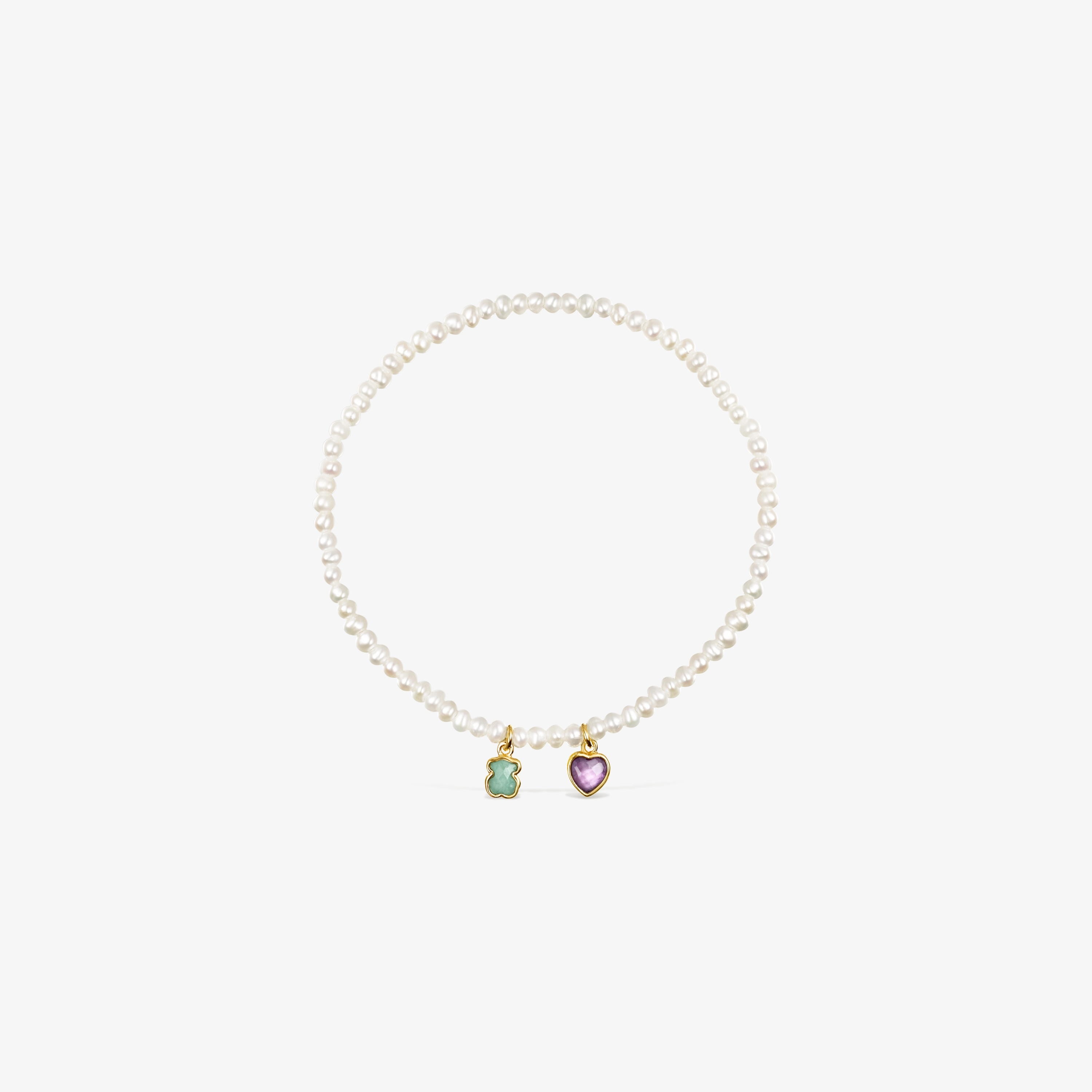 Glory Bracelet in 18K gold vermeil and Pearls with Amazonite and Amethyst