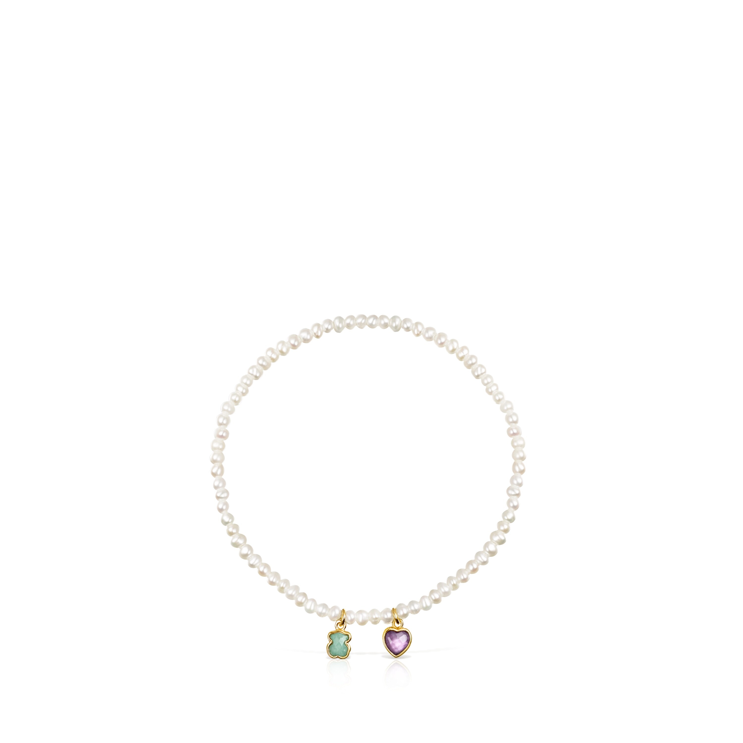 Glory Bracelet in Silver Vermeil and Pearls with Amazonite and Amethyst