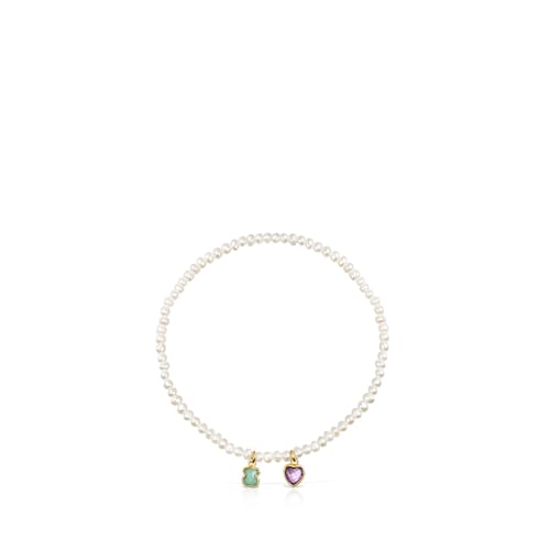 Glory Bracelet in Silver Vermeil and Pearls with Amazonite and Amethyst