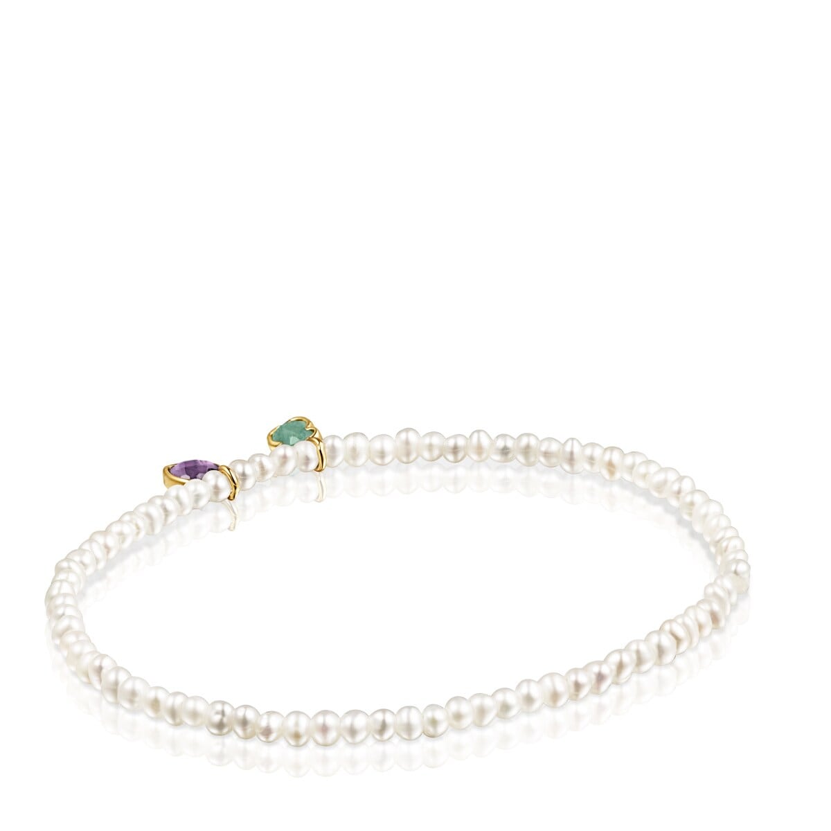 Glory Bracelet in Silver Vermeil and Pearls with Amazonite and Amethyst