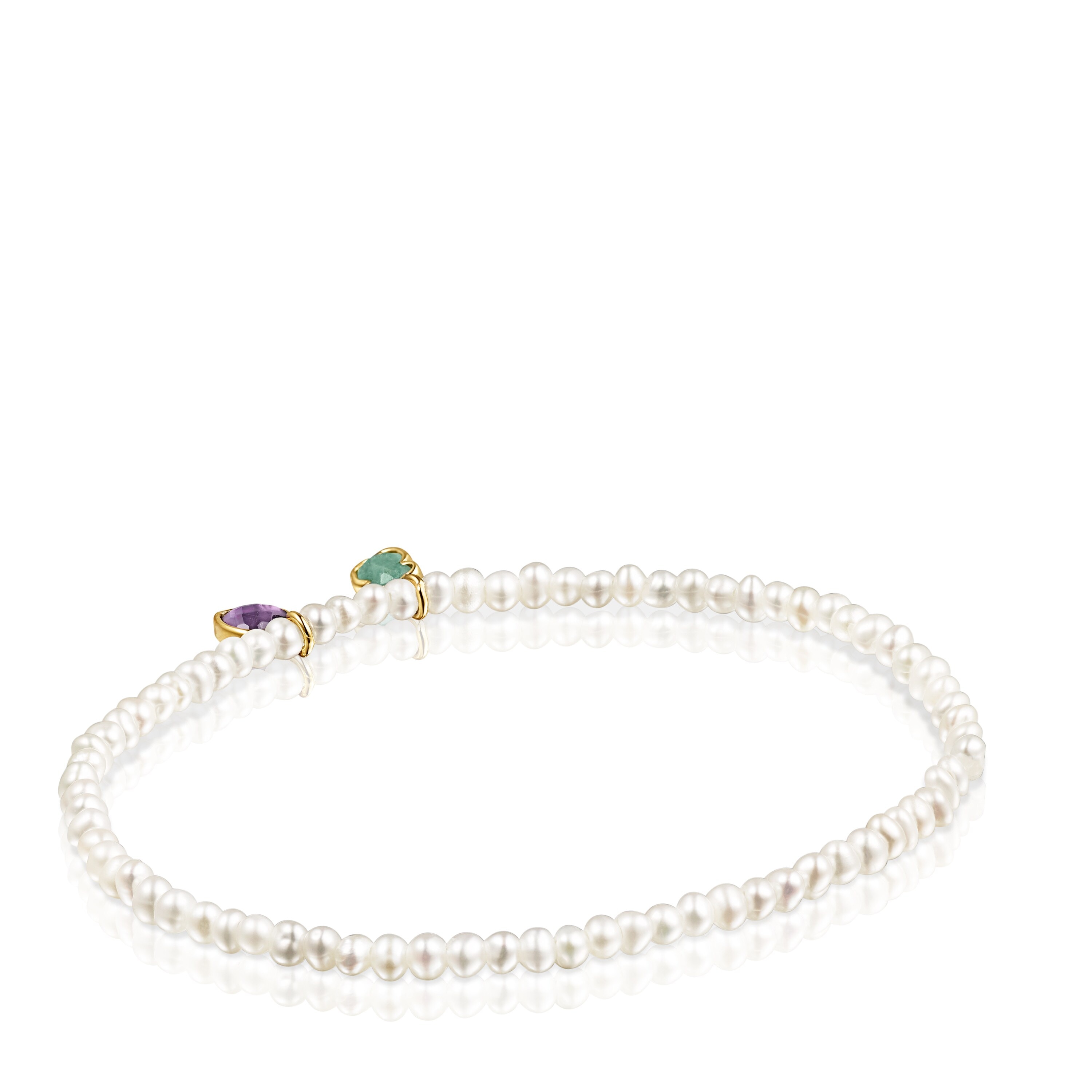 Glory Bracelet in Silver Vermeil and Pearls with Amazonite and Amethyst