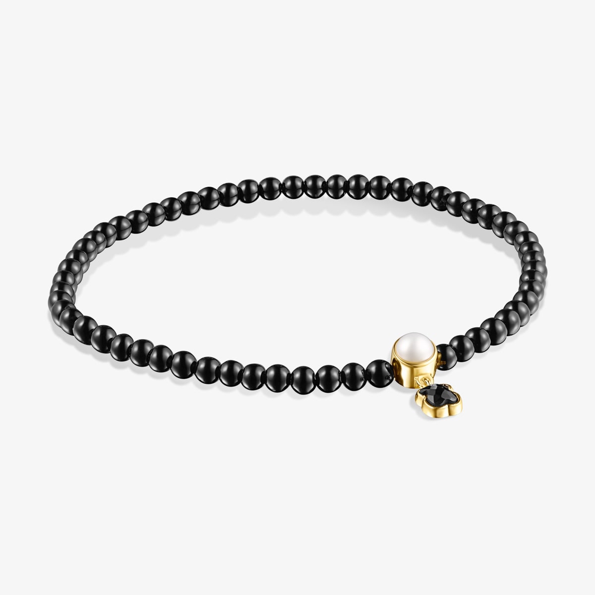Tous - Pulsera De Ónix Con Baño De Oro 18 Kt Sobre Plata Con Perla Glory - Negro