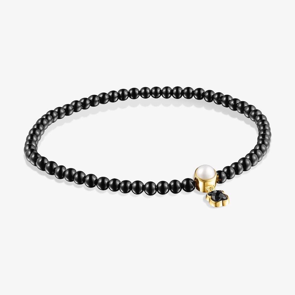 Pulsera de &oacute;nix con ba&ntilde;o de oro 18 kt sobre plata con perla Glory