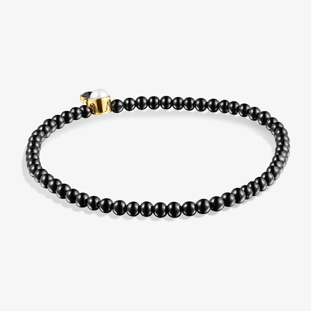 Pulsera de &oacute;nix con ba&ntilde;o de oro 18 kt sobre plata con perla Glory