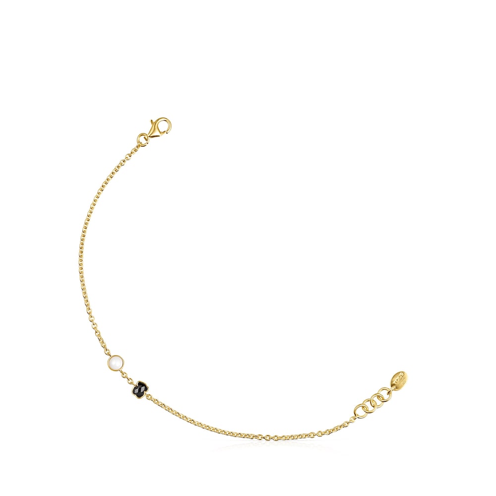 Glory Bracelet in 18K gold vermeil with Onyx and Pearl
