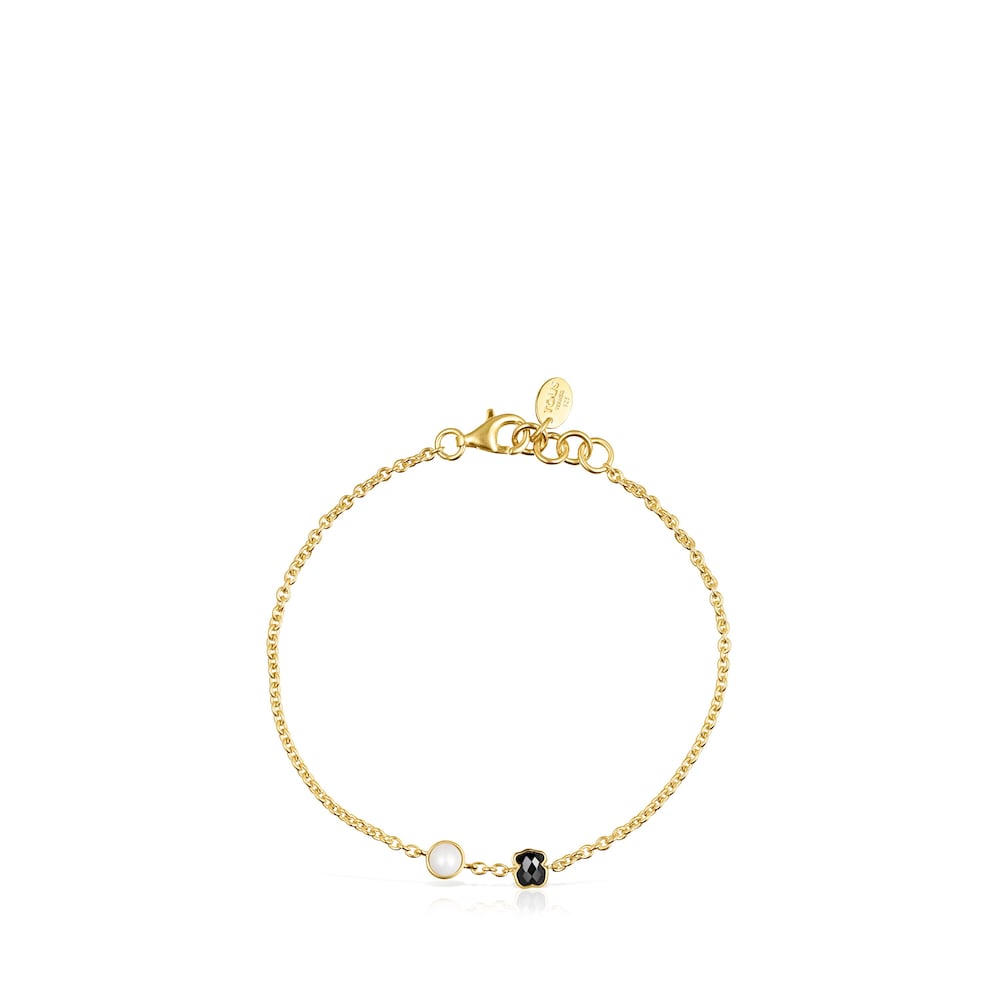 Glory Bracelet in 18K gold vermeil with Onyx and Pearl
