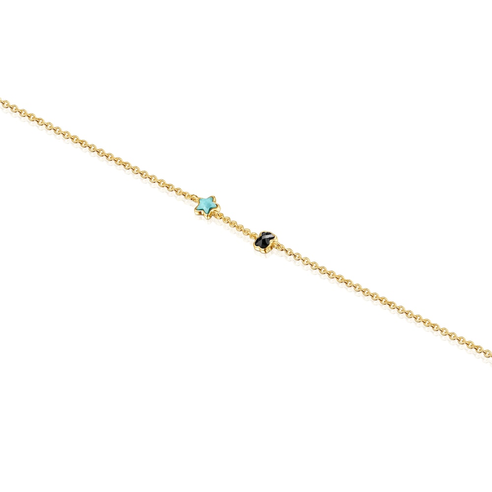 Glory Bracelet in 18K gold vermeil with Onyx and Pearl