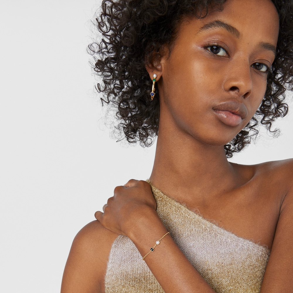 Glory Bracelet in 18K gold vermeil with Onyx and Pearl